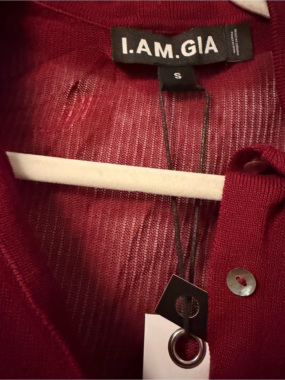 I.Am.Gia Davina Top in Burgundy Sz XS NWT Small Flaw - Picture 5 of 8